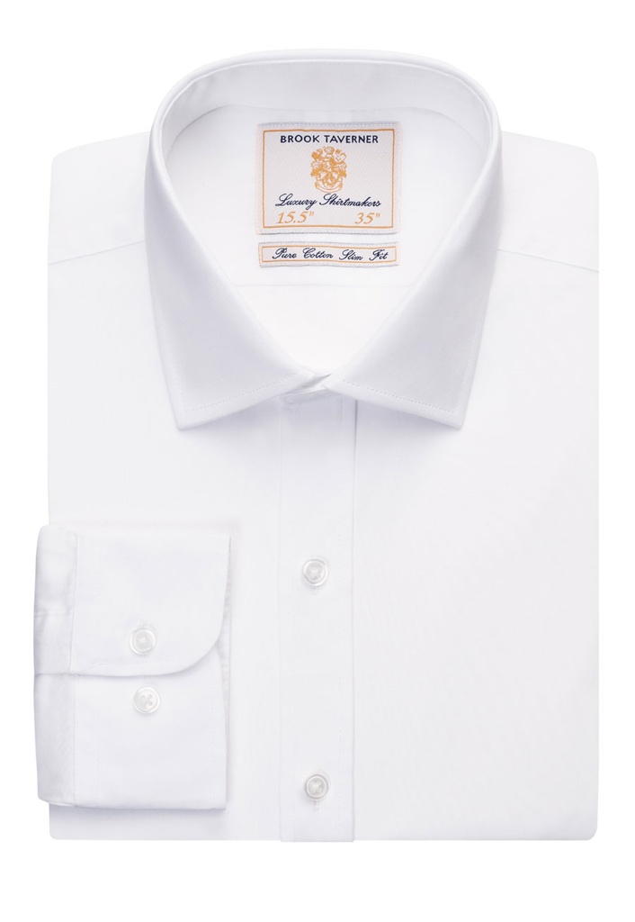 [7762A-Wht Poplin-145] Chelsea Slim Fit Shirt Cotton Poplin (Wht Poplin, 145)