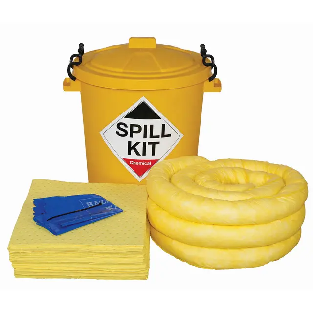 65 Litre Chemical Spill Kit In Lidded Plastic Bin CSK6 