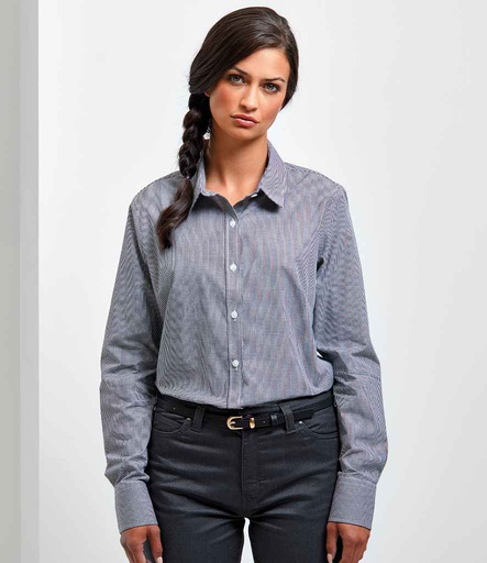 Premier Ladies Gingham Long Sleeve Shirt 