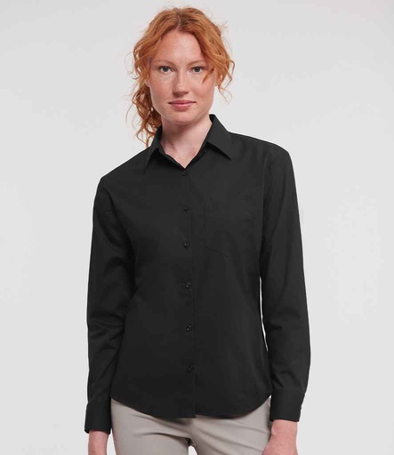 Russell Collection Ladies L/Sleeve Poplin Shirt