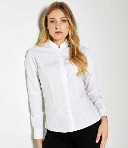 Kustom Kit Ladies L/Sleeve Mandarin Collar Shirt 